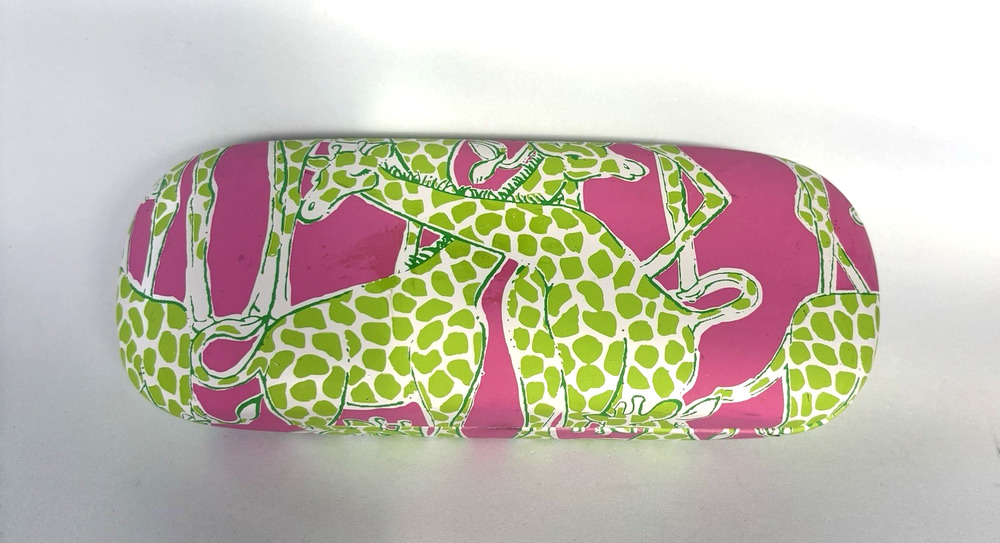 Lilly Pulitzer Eyeglasses Hard Hinged Case Pink Green Giraffe Clamshell